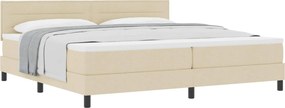 vidaXL Pat cu arcuri cu saltea cu headboard Crem 200 x 200 cm țesătură