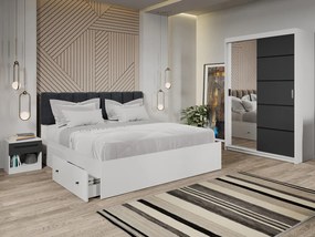 Set mobila dormitor 4 piese Zeno Antracit cu oglinda C36