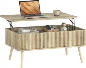 HOMCOM Masă de cafea rabatabilă, masă de salon cu 2 compartimente ascunse și picioare din pin, 91 x 56 x 43 cm, stejar | Aosom Romania