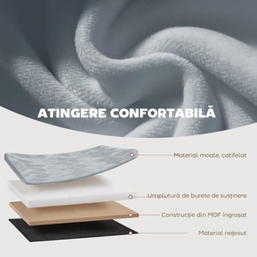 HOMCOM Taburet Pliabil cu Spațiu de Depozitare, Bancă Modernă Tapițată cu Catifea, Suport pentru Picioare cu Compartiment de 72L pentru Living și Dormitor, 76x38x35 cm, Gri Închis | Aosom Romania