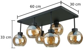 Lustră aplicată NESSA 6xE27/60W/230V negru/bej fumuriu