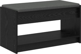 vidaXL Bancă pentru hol cu pernă cu raft Stejar Negru 83 x 38 x 45 cm