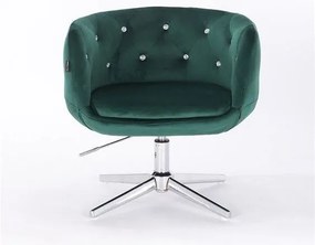 HR333CROSS Scaun Verde Catifea cu Bază Cromata