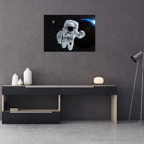 Tablou pe sticlă - Astronaut în Cosmos (70x50 cm)
