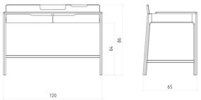 Birou din lemn de stejar 65x120 cm Twig – The Beds