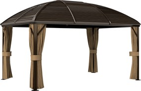 Outsunny Pavilion de grădină, cort petrecere, cort festiv, 4 x panouri laterale duble, impermeabil, 2 cârlige pentru felinare, aprox. 4 x 3 x 2,8 m, maro | Aosom Romania