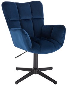 HR650CROSS Bleumarin Catifea Scaun cu Bază Neagră