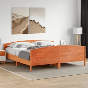 vidaXL Cadru de pat fără saltea, maro ceruit 200x200 cm lemn masiv pin