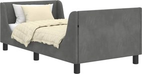 vidaXL Cadru de pat pentru copii cu spătar Gri închis 80 x 160 cm