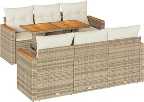 vidaXL Set canapele grădină cu perne 7 piese bej poliratan/lemn acacia