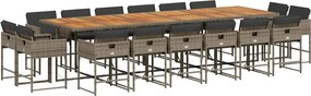 vidaXL Set mobilier de grădină cu perne, 17 piese, gri, poliratan