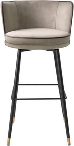 Scaun de bar pivotant design LUX Grenada, catifea Savona greige