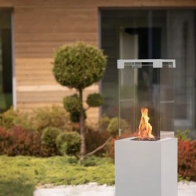 Șemineu de exterior pe gaz Planika Faro GAS 142x36 cm 8kW alb + capac de protecție