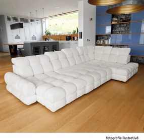 Set canapea extensibilă cu funcţie de extensie electrică, bej-gri Taupe, pe stânga, TOLLO L ROH