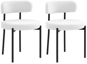 HOMCOM Set 2 scaune de dining, Captușire în Fleece, Scaune cu șezut captusit, Picioare din Metal, Crem | Aosom Romania