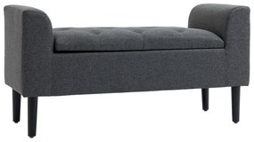 HOMCOM Bancă de Scaun cu Depozitare, Bancă Tapitată cu Aspect de In, Picioare de Lemn, Bancă de Pat cu Capacitate de încărcare de până la 130 kg, pentru Sufragerie Dormitor Hol, 116 x 44 x 58 cm Gri Închis | Aosom Romania