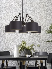 Lustra moderna cu 5 brate articulate Amsterdam abajur textil negru