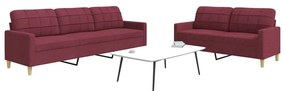 vidaXL Set de canapea, 2 piese, roșu vin, material textil