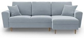 Colțar albastru deschis extensibil, cu spațiu de depozitare cu tapițerie din catifea Kyoto – Cosmopolitan Design