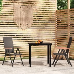 Set mobilier de gradina, 3 piese, negru