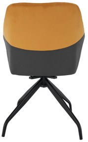 Scaun pivotant, gri, ţesătură de catifea camel / negru, RATOKO