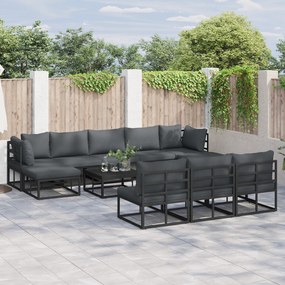 vidaXL Set de canapele pentru grădină 10 pcs Negru 353 x 141.5 x 71 cm