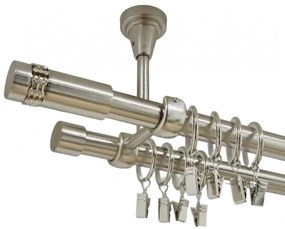 Galerie dubla xantos prindere tavan 19 mm inox (Alege marime: 180 cm)