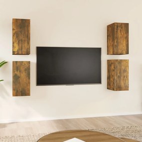 3120326 vidaXL Comode TV, 4 buc., stejar fumuriu, 30,5x30x60 cm lemn prelucrat