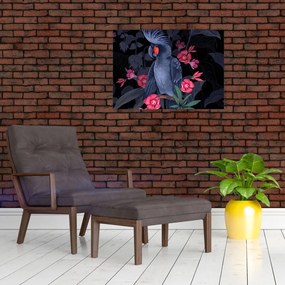 Tablou pe sticlă - Păpădia între flori (70x50 cm)