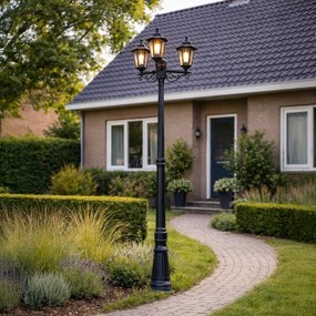 Stâlp clasic de exterior negru 217cm IP44 - New Haven Hammered