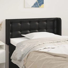 3118840 vidaXL Tăblie de pat cu aripioare negru 83x16x78/88 cm piele ecologică