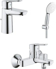 Set baterii lavoar cada Grohe BauEdge si dus cu porter Tempesta crom lucios