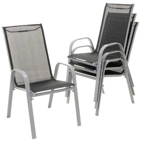 Set de 2 scaune de grădină stivuibile cu spătar înalt