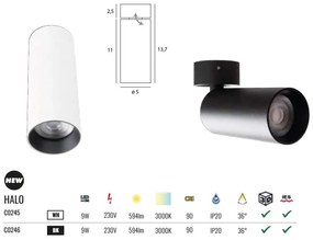 Spot LED aplicat directionabil Halo A alb