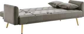 Canapea extensibilă, gri-maroniu Taupe/gold crom-auriu, ALISIA