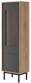 Vitrină, stejar jaskson hickory/grafit, BERGEN BWT54