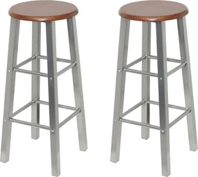 vidaXL Scaune de bar, 2 buc., metal, șezut din MDF