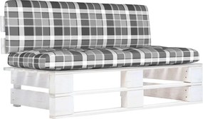 vidaXL Canapea de mijloc de grădină din paleți, alb, lemn pin tratat