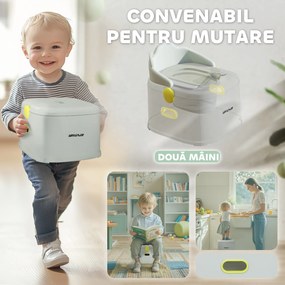 AIYAPLAY Oliță pentru Copii 3 în 1 cu Tavă Detașabilă, Convertibilă în Taburet și Scaun, 35,6x31,8x29,5 cm, Gri | Aosom Romania