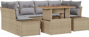 vidaXL Set de canapele pentru grădină 7 pcs Bej Rattan poli