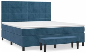 3137855 vidaXL Pat box spring cu saltea, albastru închis, 160x200 cm, catifea