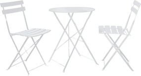 Set gradina OBAX, alb, otel, cu masuta si 2 scaune