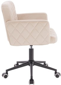 HR802K Scaun Crem din Catifea cu Bază Neagră