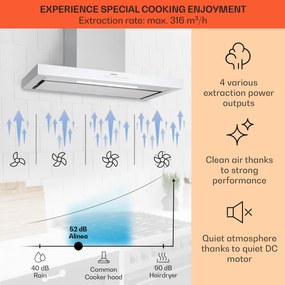 Alinea 90, hotă, 90 cm, montată pe perete, WiFi, A++, 500 m³/h, ecran tactil