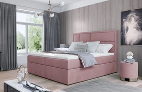 Pat tapitat, continental boxspring, cu lada pentru depozitare, 180x200 cm, Meron 182, Eltap (Culoare: Gri deschis texturat / Sawana 21)