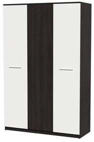 Dormitor Luiza 3U4P, culoare magia (wenge) / alb, cu pat standard 140 x 200 cm, dulap cu 3 usi si 2 noptiere