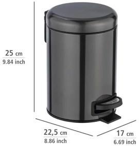 WENKO 24035100 - Coș de gunoi LEMAN 17x25 cm inox/negru