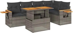 vidaXL Set mobilier grădină cu perne 6 piese gri poliratan/lemn acacia