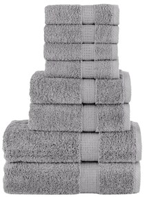 vidaXL Set de prosoape premium SOLUND, 8 piese, gri, 600 g/m²