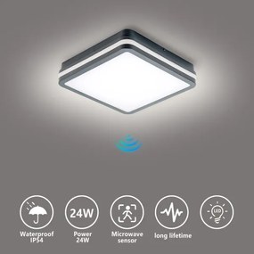 Corp de iluminat LED de exterior cu senzor Brilagi BENE LED/24W/230V 26x26 cm IP54